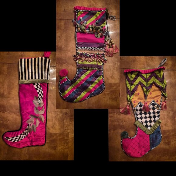 MacKenzie Childs Jester Silk Christmas Stocking - Picture 6 of 6